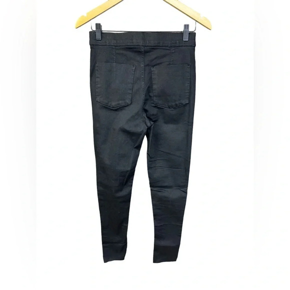 Free People Black High Rise Straight Raw Hem Stretchy Skinny Jeans Size 27 - Picture 2 of 3